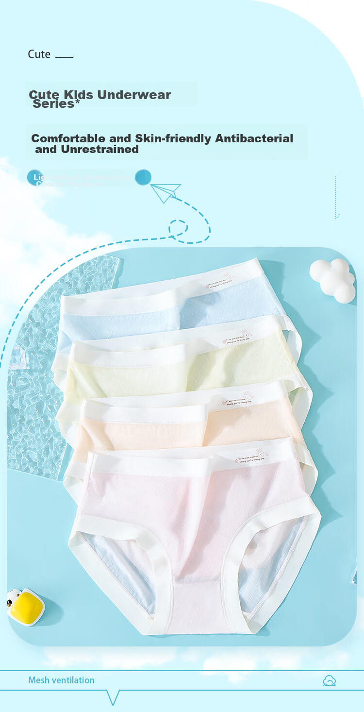 LangSha Girls' Underwear, 5A Antibacterial, for Older Children, Thin Summer Style, Cool Feeling, for Middle And High School Girls, Triangle Panties, Pack of Four 1