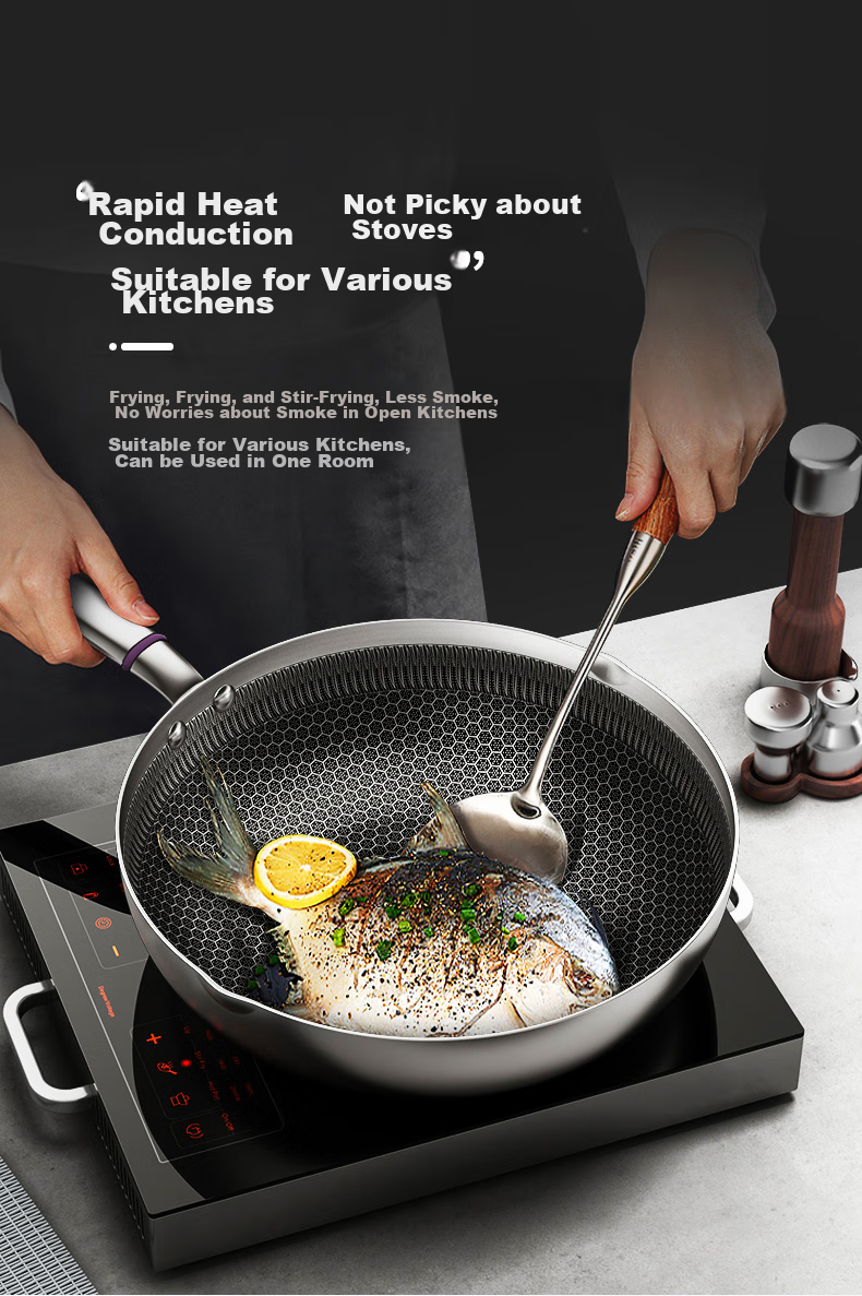 KBH 316L Stainless Steel Frying Pan, Non-Stick Pan, 30cm, Suitable for Home Use with Gas Stove Or Induction Cooker 11