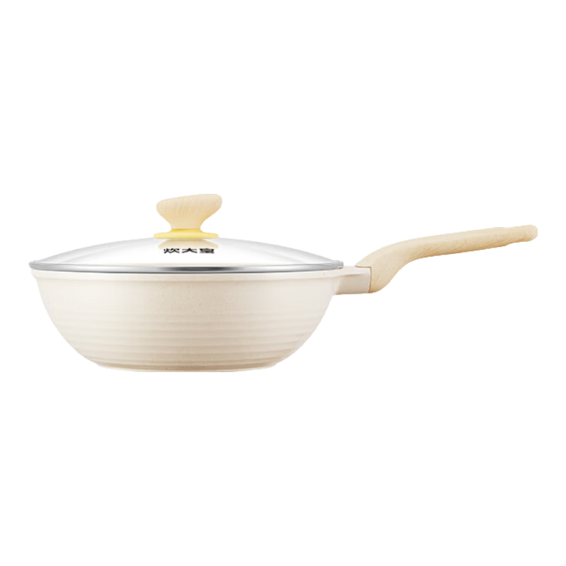COOKER KING Non-Stick Wok, Flat Bottom Non-Sticky Pan for Stir-Frying, Smokeless Oil-Gathering Pan without Protruding Bottom, Suitable for Natural Gas And Induction Cookers, 30cm