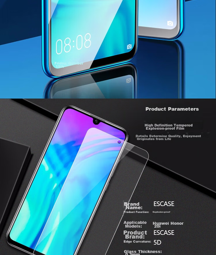 ESCASE Huawei Honor 30/30S Tempered Glass Screen Protector, Non-Full Coverage, No White Edge, Shatterproof [High Definition] 4