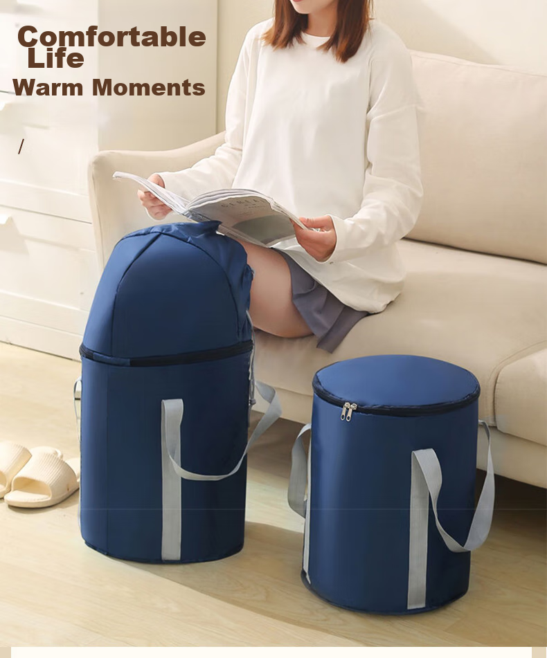Jingxun Insulated Foot Soaking Bucket, Home Use Foot Soak Bag, Over-Knee Foot Bath Basin, Portable Steaming Foot Spa Bag, Navy Blue Foldable Deep Soak, Home Health Care for Middle-Aged And Elderly 1