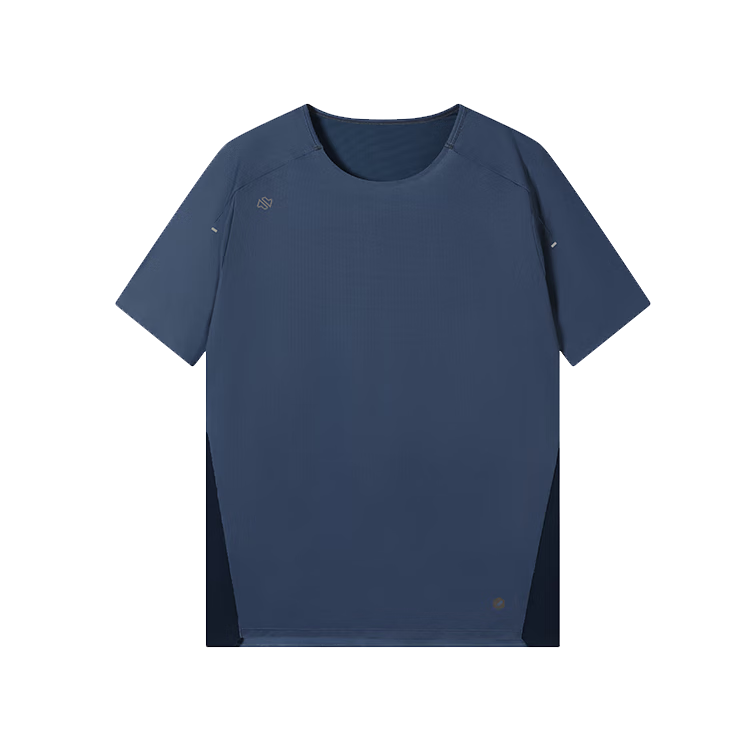 JD Original Summer Men's Breathable Sports Short-Sleeve Sweat-Wicking Quick-Dry Running Outdoor T-Shirt, Denim Blue, 2XL