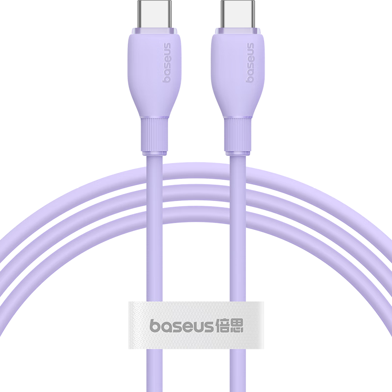 Baseus Dual-Head Type-C Charging Cable PD 100W Super Fast Charging Data Cable for Huawei Honor Xiaomi Apple iPhone 17/16/15 iPad Laptop Car Use 1m Purple