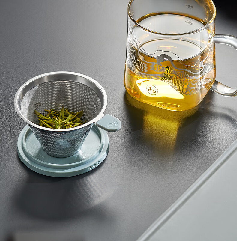 FU High Borosilicate Glass Tea Cup with Lid, Tea Infuser, Personal Use, Premium Men's Tea Drinking Cup 3