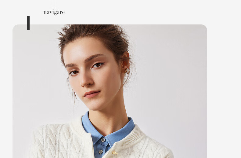 Navigare Italian Small Sailboat Autumn And Winter Women's All-Wool Jacket, Cable Knit Sweater Cardigan 2334094508 M 20