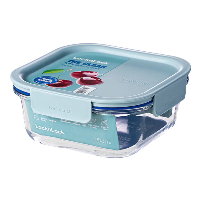 LOCK&LOCK , Glass Food Storage Container, Microwave-Safe Lunch Box, Sealed Meal Container, Bento Box, Refrigerator Organizer, 750ML, Mint Gree