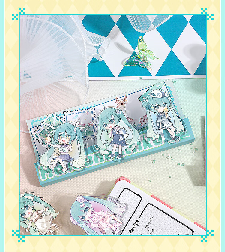 GuangBo Future Acrylic Journal Clips Stationery, Small Clip for Receipts And Bookmarks, Snack Clip for Anime Fans, 3 Green CY997043-A 15