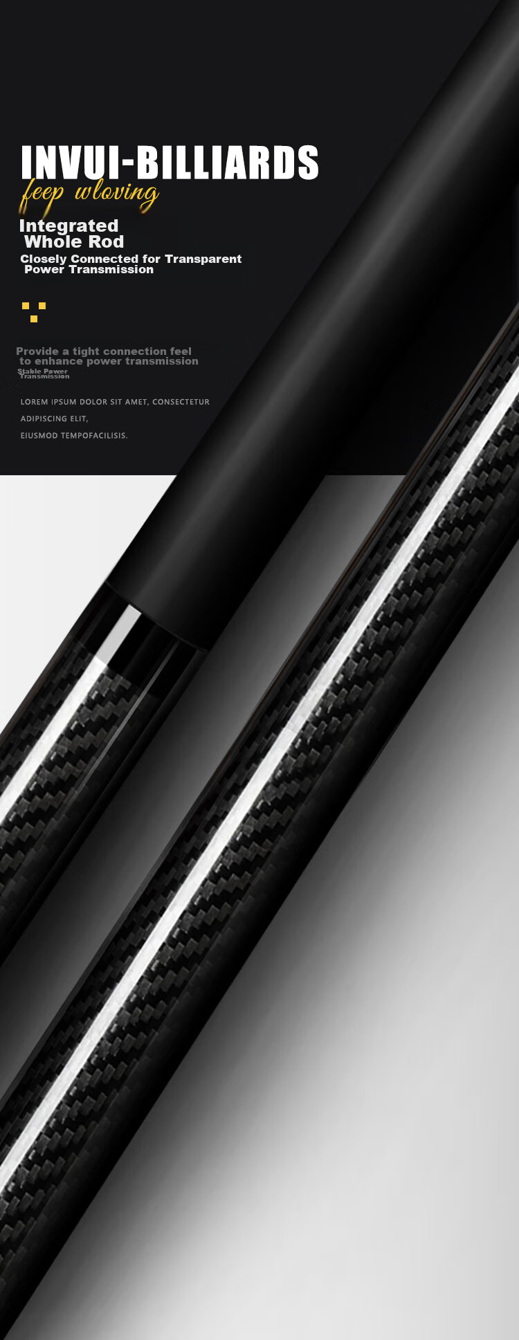 INVUI Pool Cue Carbon Tip Cue Chinese Black 8 High-Tech Carbon Fiber Billiard Cue Complete Set with Cue Case CR20H 7