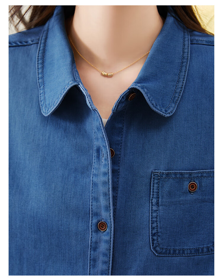 Dme [Vintage Denim Shirt] Spring And Autumn Simple Style Jacket for Women, Loose Long-Sleeve Commuter Shirt, Light Water Blue, M 12