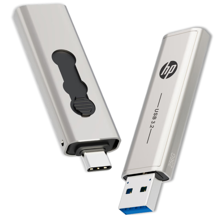 HP 256GB Type-C USB3.2 Dual-Interface Flash Drive X796c High-Speed Portable Storage for Phones, Tablets, Laptops, Multi-Functional Office Use