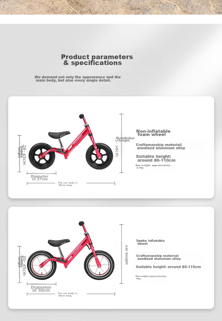 FOREVER Children's Balance Bike, Kids' Scooter for Ages 2-6, Gliding Bicycle, Two-Wheel No-Pedal Bike, Wine Red Color 11