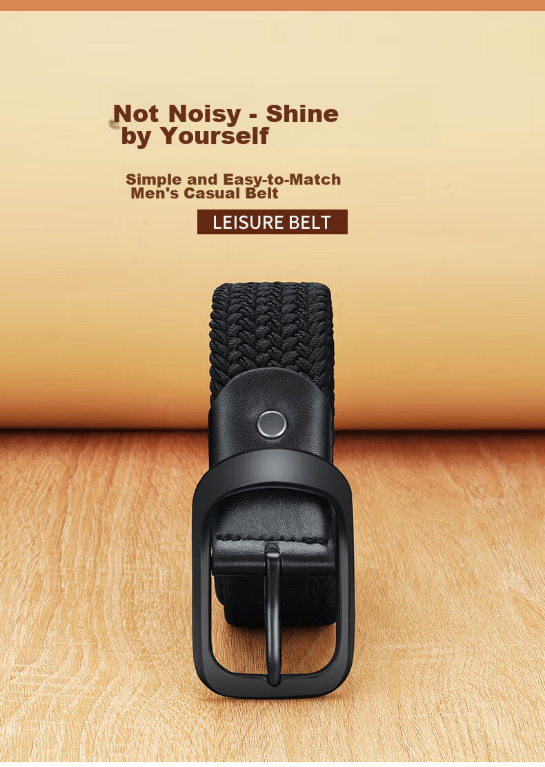 Huili Canvas Belt for Men And Women, No-Drill Tactical Elastic Woven Belt, Versatile Loose-Fit Trouser Belt 4