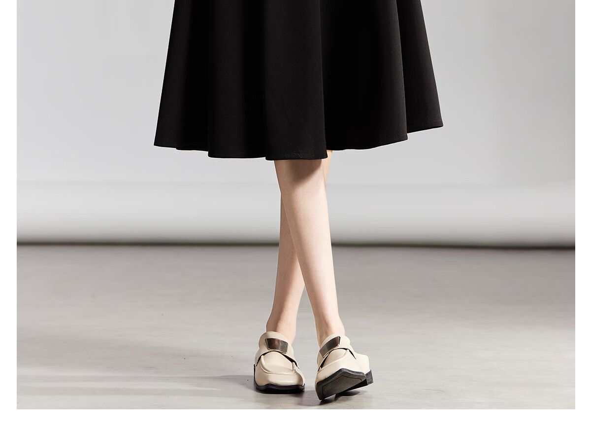Chushen Women's Fashion High-Waisted A-Line Slimming Commuter Solid Color OL Flared Skirt S136B2749, Black, XL 14
