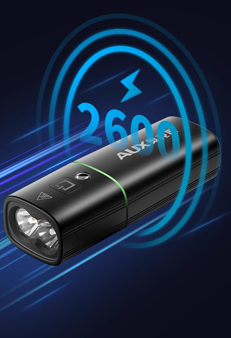 AUX Bicycle Night Riding Front Light Rechargeable Nighttime Mountain Road High Brightness Flashlight Cycling Equipment Super Bright 21