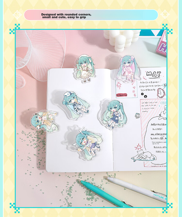 GuangBo Future Acrylic Journal Clips Stationery, Small Clip for Receipts And Bookmarks, Snack Clip for Anime Fans, 3 Green CY997043-A 8