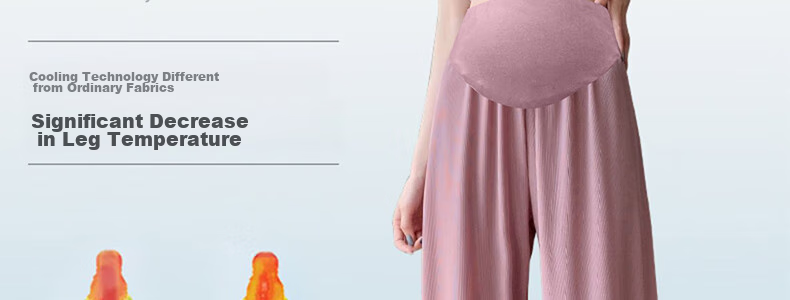 JOYNCLEON Maternity Pants, Summer Wide-Leg Trousers for Women, Petite Size, Outdoor Wear, Draping Ice Silk Casual Pants for Women, Black, L, Jyk176499 7
