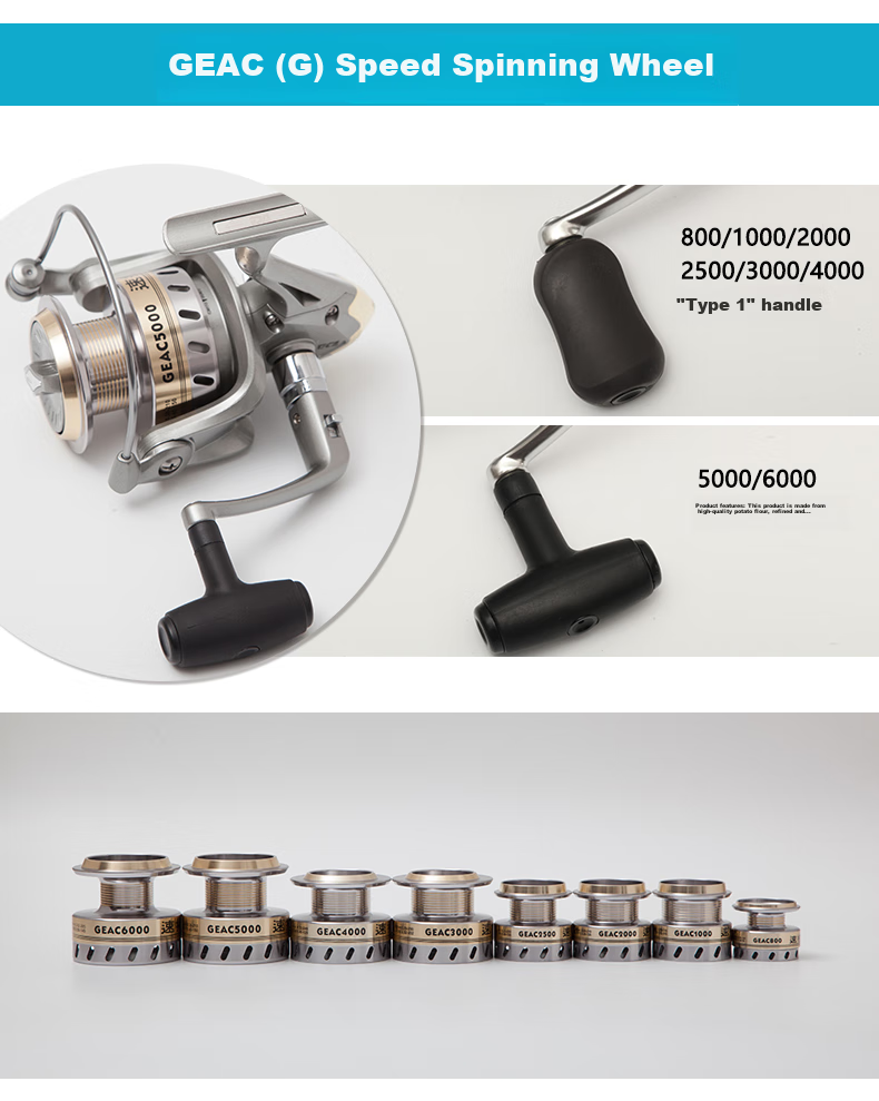 Dijia Fishing Reel, GEAC1000 (Gold), Series, All-Metal Line Cup, Fishing Reel, Spinning Reel, Lure Reel, Fishing Line Reel, Rock Fishing Reel, Long-Distance Casting Reel, Rafting Fishing Reel, Sea Rod Reel, Long-Distance Casting Reel 2