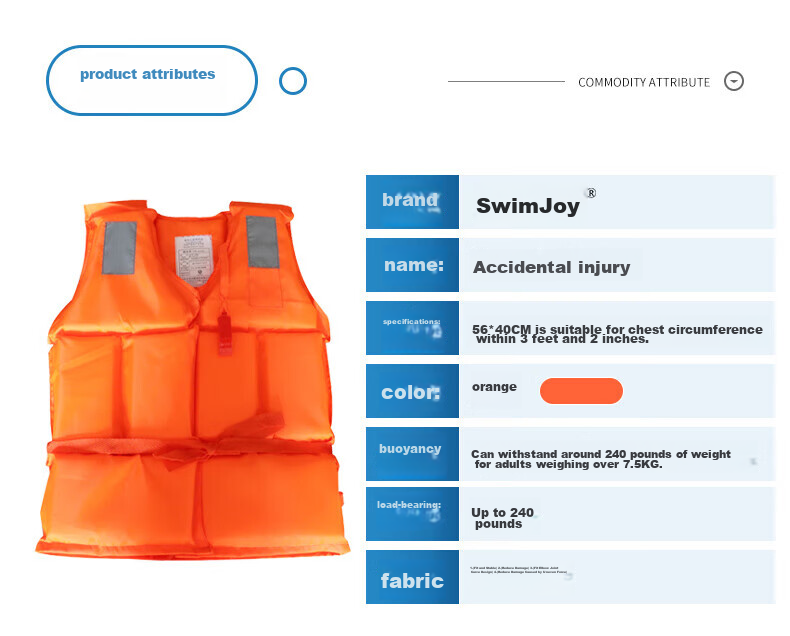 Yonglebao Adult Life Jacket Swimwear with Whistle, Reflective Strips, Outdoor Flood Prevention And Emergency Rescue Rafting, 2-Piece Set 2