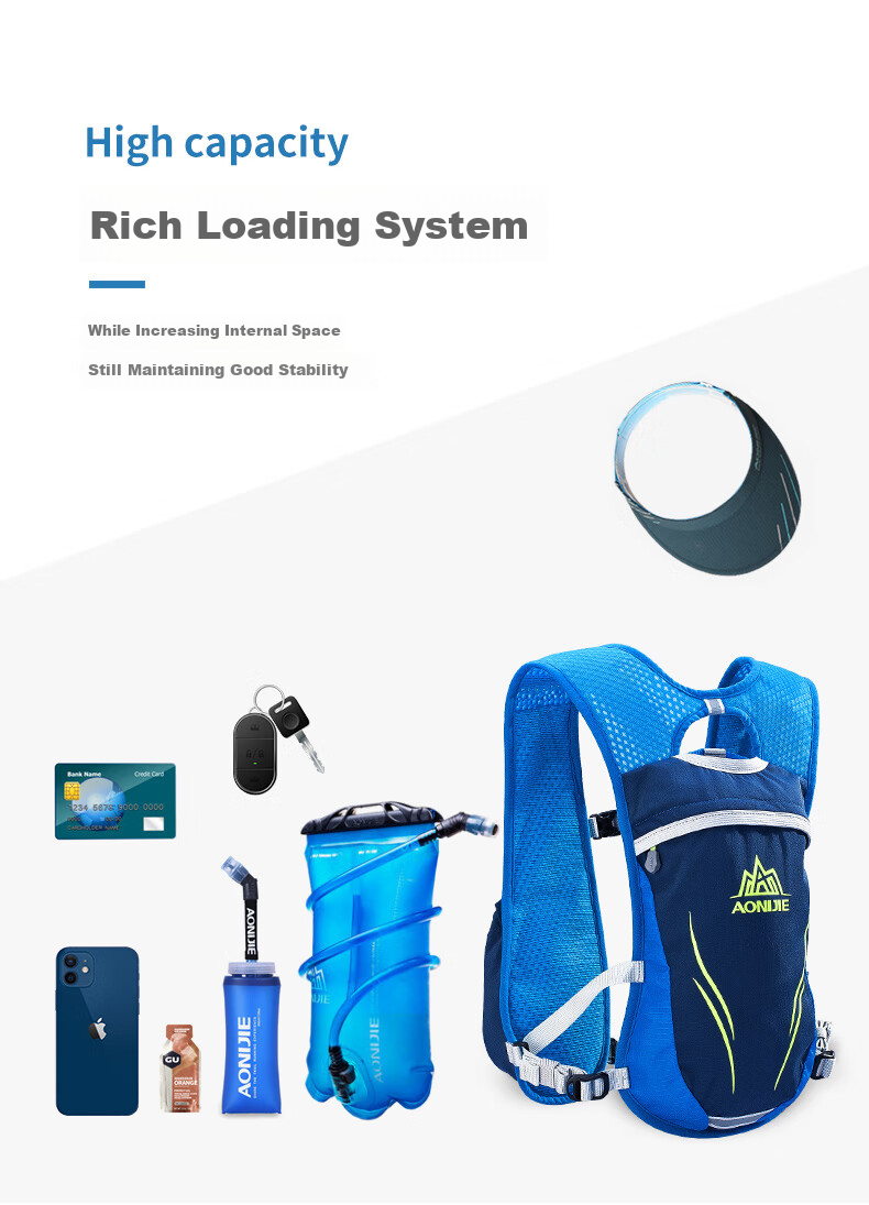 AONIJIE Backpack, Double Shoulder Bag, Off-Road Backpack, Hiking Bag for Men And Women, Outdoor Running Cycling Hydration Pack, Trekking Backpack, 5.5L 7