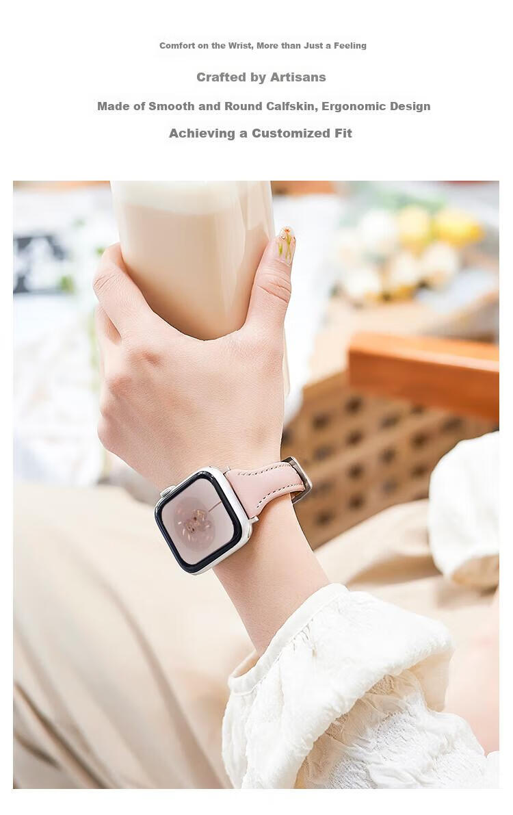 MSSM Suitable for Women's Apple Watch Band, Slim Waist Genuine Leather Apple Watch Strap for IWatch Ultra3/S11/10/9/8/Se3, Matcha Green, 44/45/46/49 6