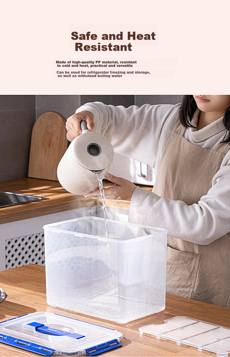 JEKO&JEKO Refrigerator Storage Container, Large Capacity Kitchen Food Preservation Box, Pickle Jar, Grain Storage Container, Sealed Box for Food, 12L, 1 Piece 7