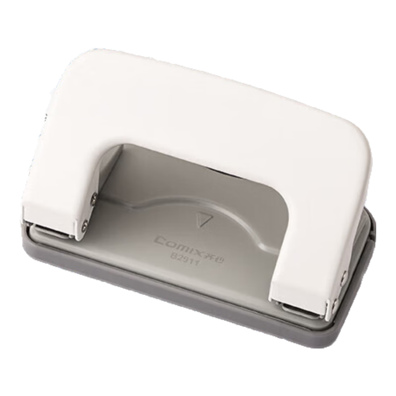COMIX Two-Hole Puncher, Hole Puncher for Loose-Leaf Binders, Can Punch up to Ί6mm, 10 Pages (With Positioning Ruler), B2911 White