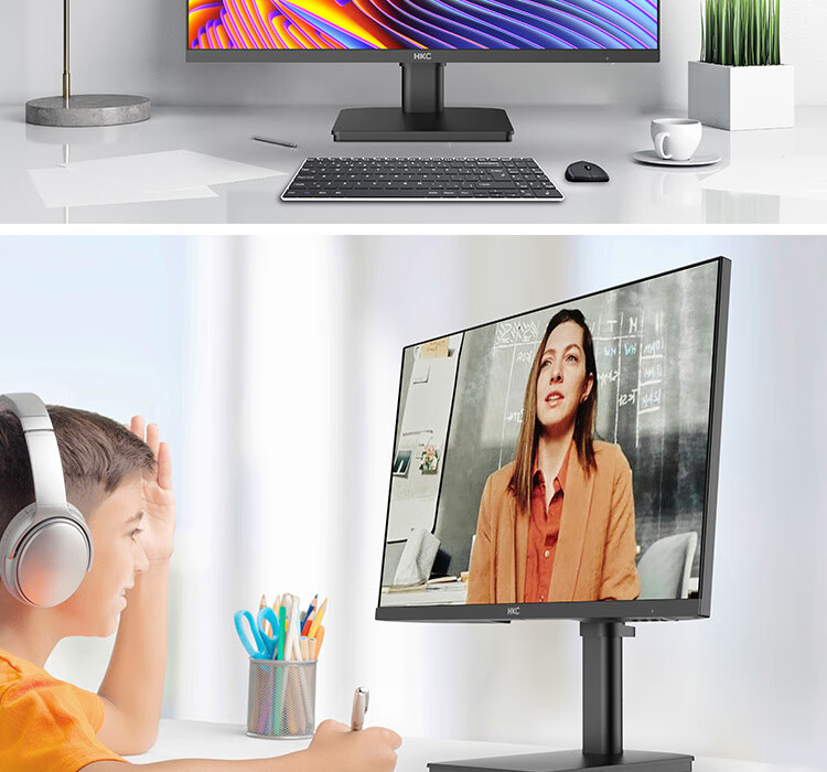 HKC 27-Inch 4K Ultra HD IPS Screen HDR400 Hardware Low Blue Light 95% P3 Wide Color Gamut 1.07 Billion Colors E-Book Design Office Rotatable Height-Adjustable Monitor T2752U 25