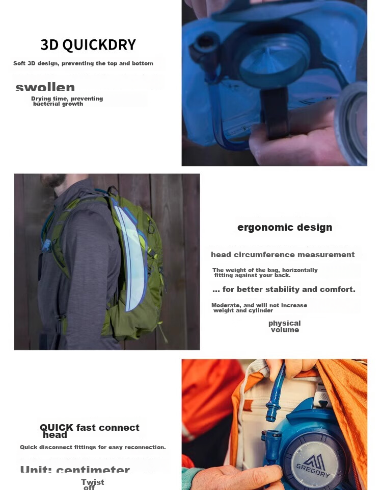 GREGORY 2L Outdoor Hydration Pack, Simple And Portable for Trail Running, Hiking And Mountaineering - Orange 4