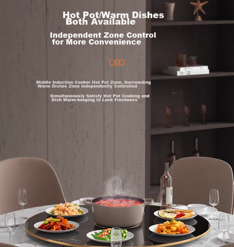 PADEFU Electric Hot Plate with Induction Cooker for Hot Pot, 2026 New Multifunctional Household Heating Plate, Food Warmer, Insulation Board, Electric Ceramic Stove, Automatic Rotating Dining Table Turntable Gadget, 68cm 12