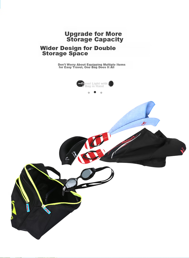 LI-NING Dry-Wet Separation Swim Bag for Men And Women, Storage Waterproof Bag, 750 Navy Blue 3