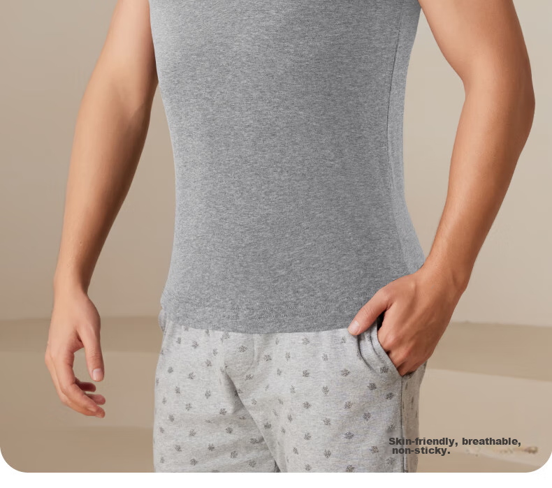 SEPTWOLVES Men's Sports Wide-Shoulder Tank Top, Casual Cotton-Modal Round Neck Versatile Athletic Undershirt for Home Wear 12
