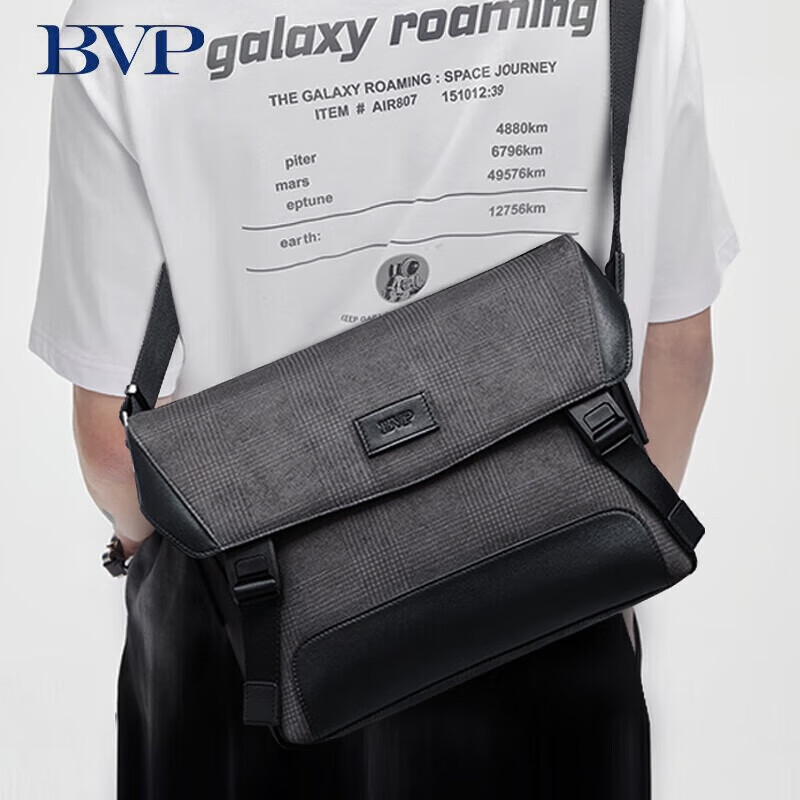 BVP Leather Shoulder Bag for Men, Business Crossbody Bag, Casual Men's Bag, Large Capacity Backpack, Trendy Commuter Messenger Bag