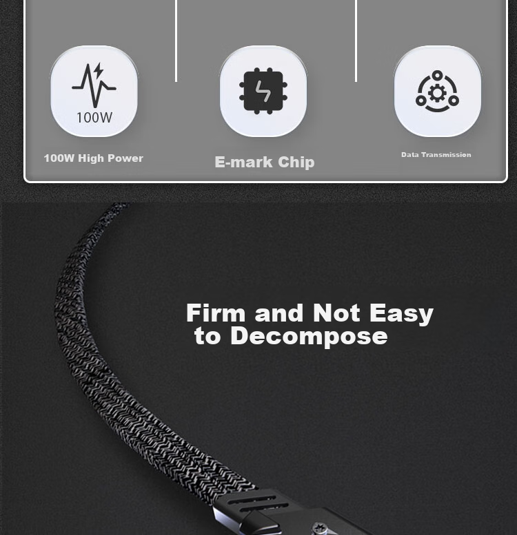 TEGIC Dayan She Max 100W Fast Charging Cable, Four-In Data Cable 1.5m, Compatible with Huawei Apple PD Fast Charging, IPhone 15 Pro Max 3