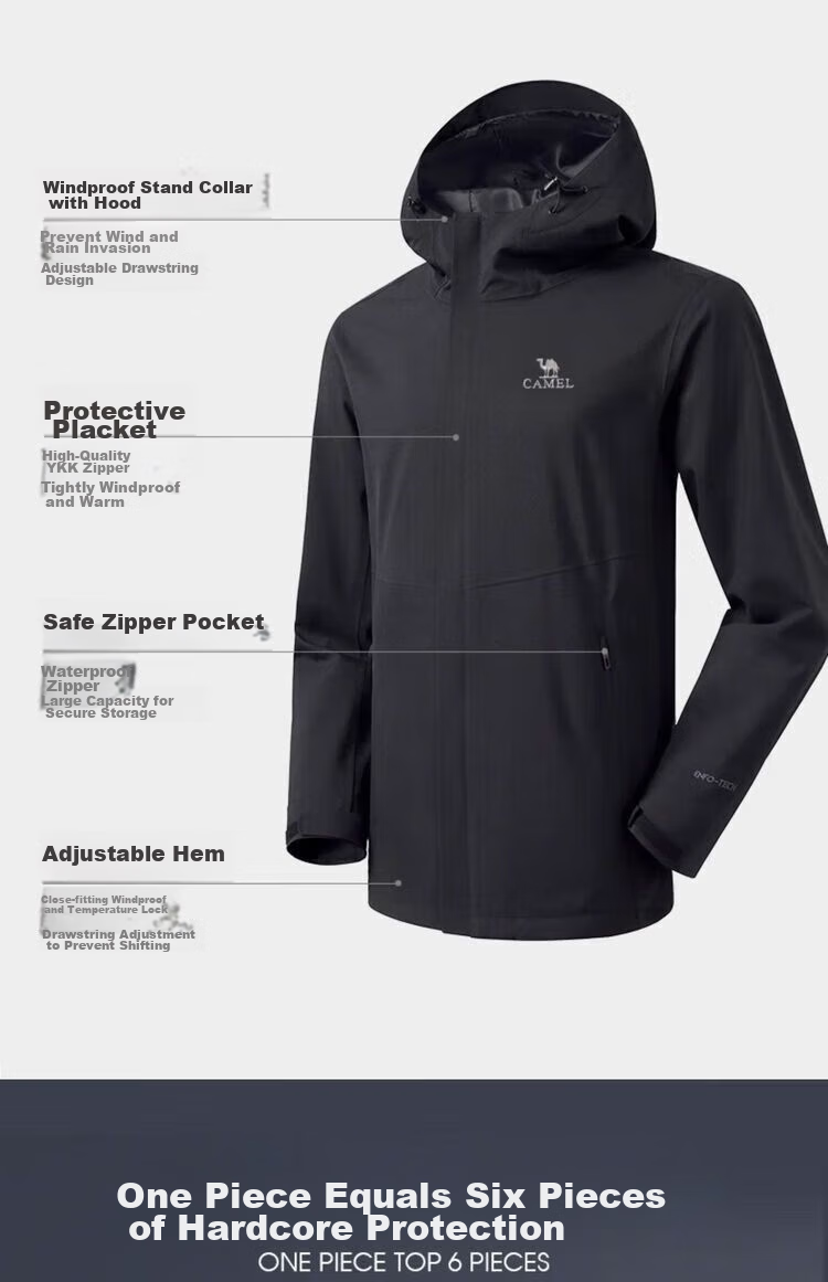 CAMEL Outdoor Softshell Jacket Unisex Windproof Waterproof Mountaineering Jacket Zeus 3538A5 11