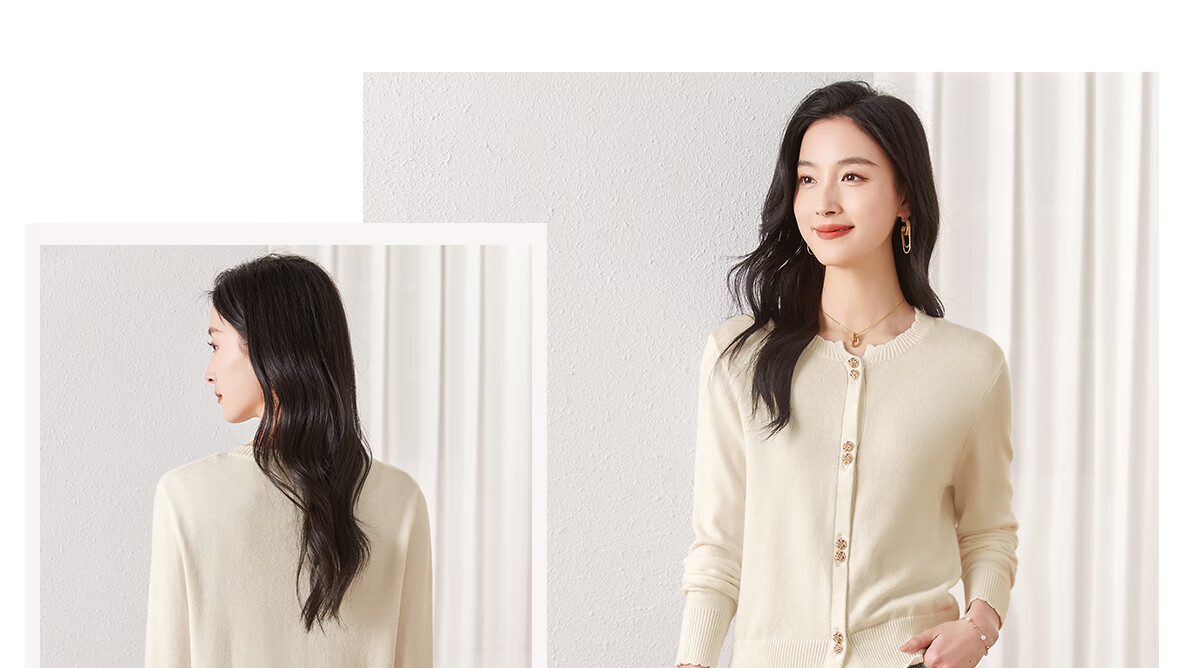 Chushen Autumn And Spring Women's Knit Sweater, Fashionable Simple Round Neck, Exquisite Button Knit Cardigan Sweater Coat S13KZ1682 18