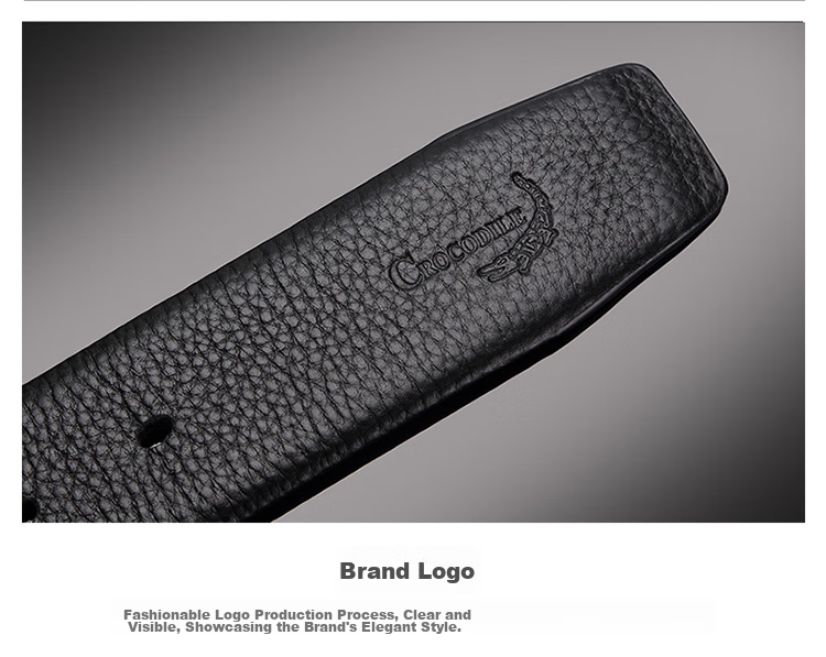 CROCODILE Men's Belt, Top-Grain Leather, Youth Fashion Soft Pin Buckle Belt, Casual Waistband 11468, Gift for Boyfriend 14