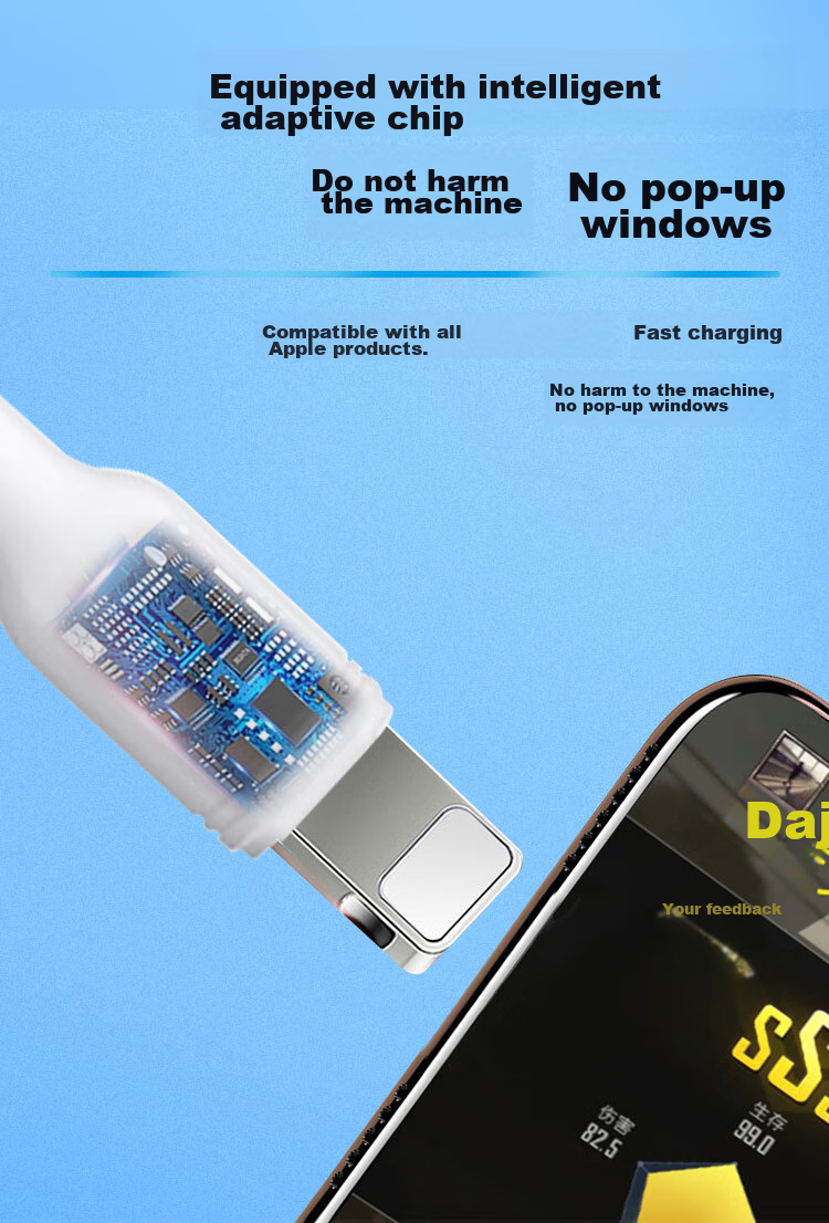 Zitai Three-In Data Cable Charger Set for Apple And Huawei Phones, Fast Charging for IPhone 18/17/16/15/14/13, Huawei 2A Charger + 1.2m Three-In White 4