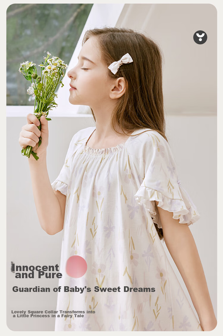 YEEHOO [Pure Cotton] Girls' Fairy Tale Style Nightgown, Home Wear, Children's Sleepwear 2
