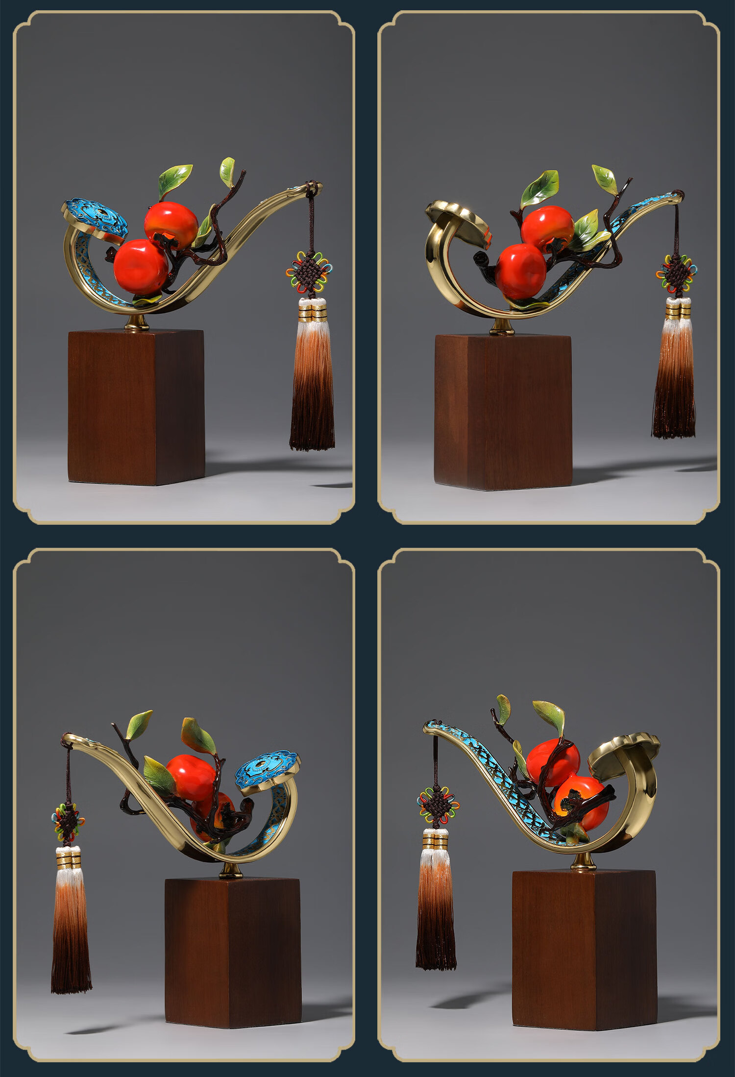 Damingtongjiang, Auspicious Copper Persimmon Ornament, Living Room Entrance Hallway Wine Cabinet Decoration, Housewarming Gift, Moving Present, Grand Opening Gift 6