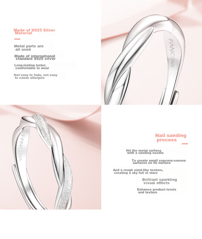 Fanci Romantic Couple Silver Rings, Matching Pairs for Men And Women, Birthday Gift, Anniversary Present for Girlfriend 9