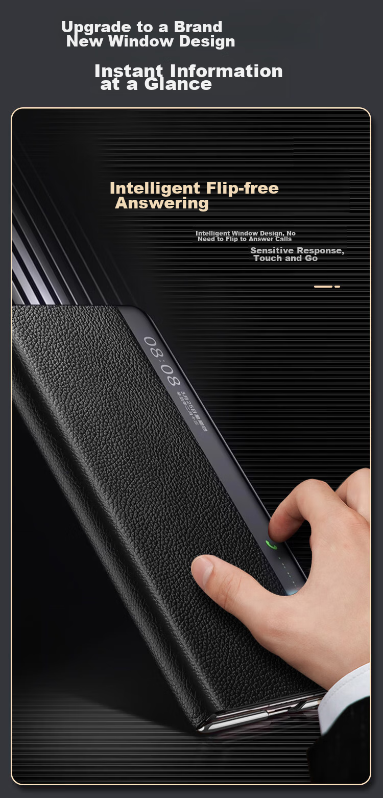 KOOLIFE Genuine Leather Case for Huawei Mate X5, Classic Edition Protective Cover, Full Protection Shockproof Huawei Foldable Screen Case with Flip Smart View Window, High-End Design for Men And Wome 10