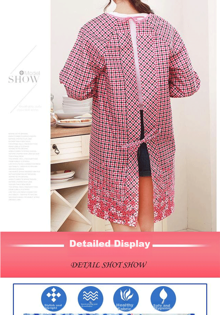 MISHIGUANG Oil-Resistant Long-Sleeve Apron, Adult Kitchen Apron, Hand-Wiping, Fashionable Household Apron for Men And Women, Long Sleeves 8
