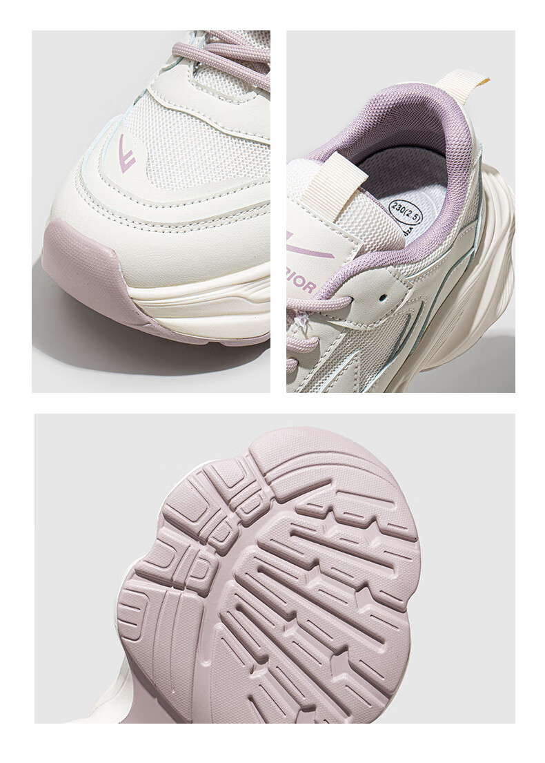 Huili Women's Chunky Sneakers, Mesh Upper Sports Shoes, Ladies' Thick-Soled Breathable Casual Shoes, 3075 White And Black, Size 35 4