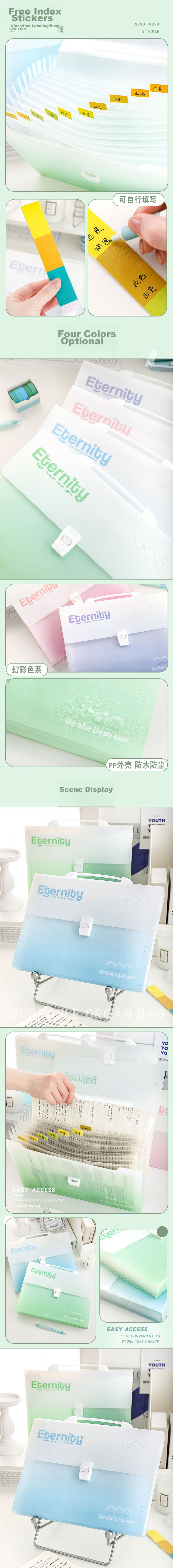 Shaonianban Accordion File Folder, Exam Paper Storage Bag, A4 Document Organizer with 8 Compartments, Multi-Layer Student Filing System for Middle And High School Students, Classification for Pregnancy Check-Up Documents, Handheld, Morandi Color, Ice Blue, Pack of 2 1