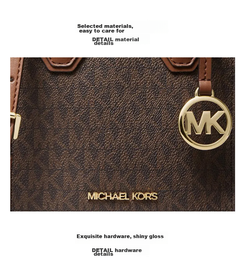MICHAEL KORS New Year Gift, Light Luxury MK Women's Handbag, MERCER Tote Shoulder Crossbody Music Score Bag, Mini Vanilla White/light Pink 9