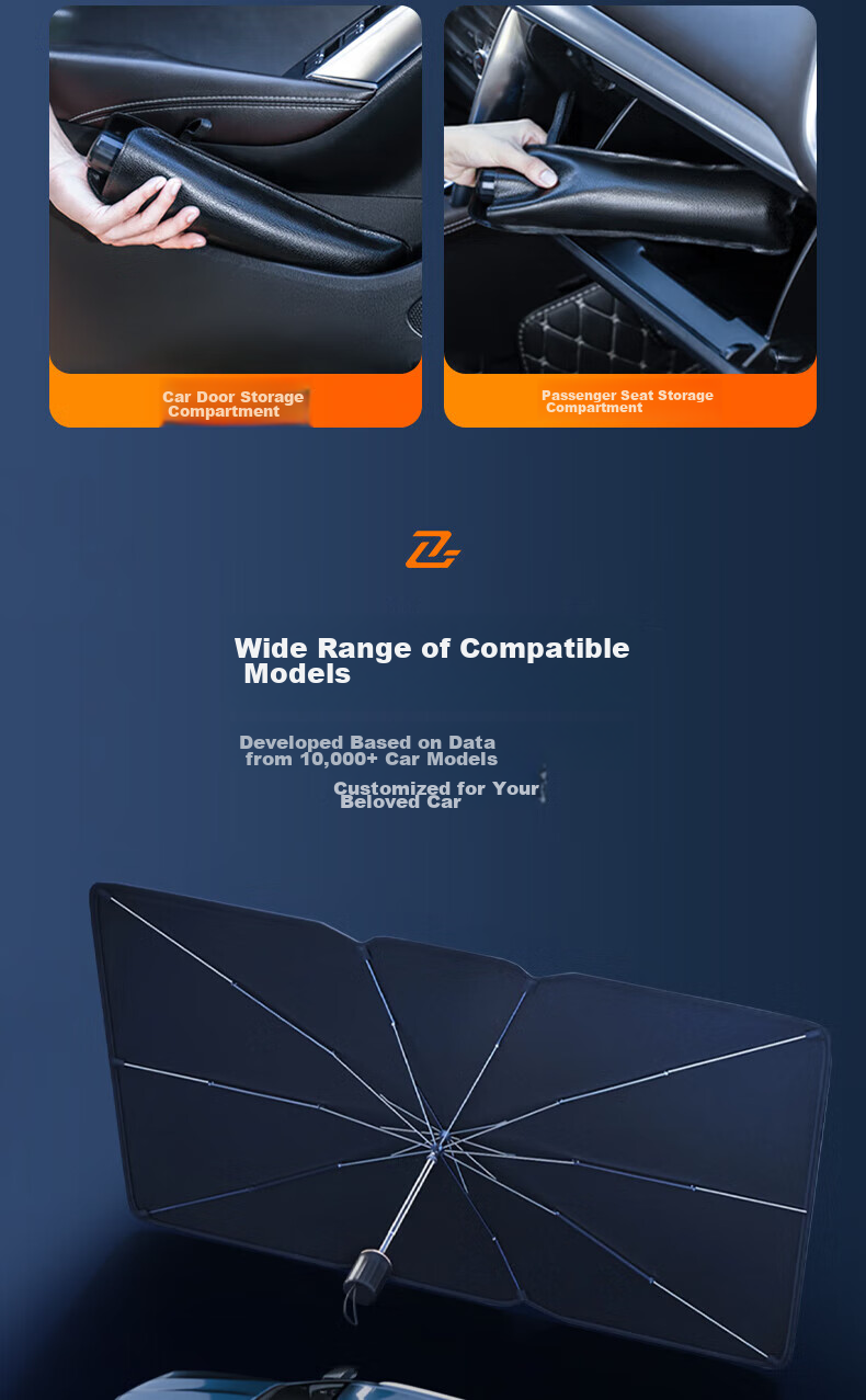 Zhunhang Car Sunshade, Heat Insulation Umbrella, Windshield Cover, Sunshade for Car Interior, Sun Protection Device 15