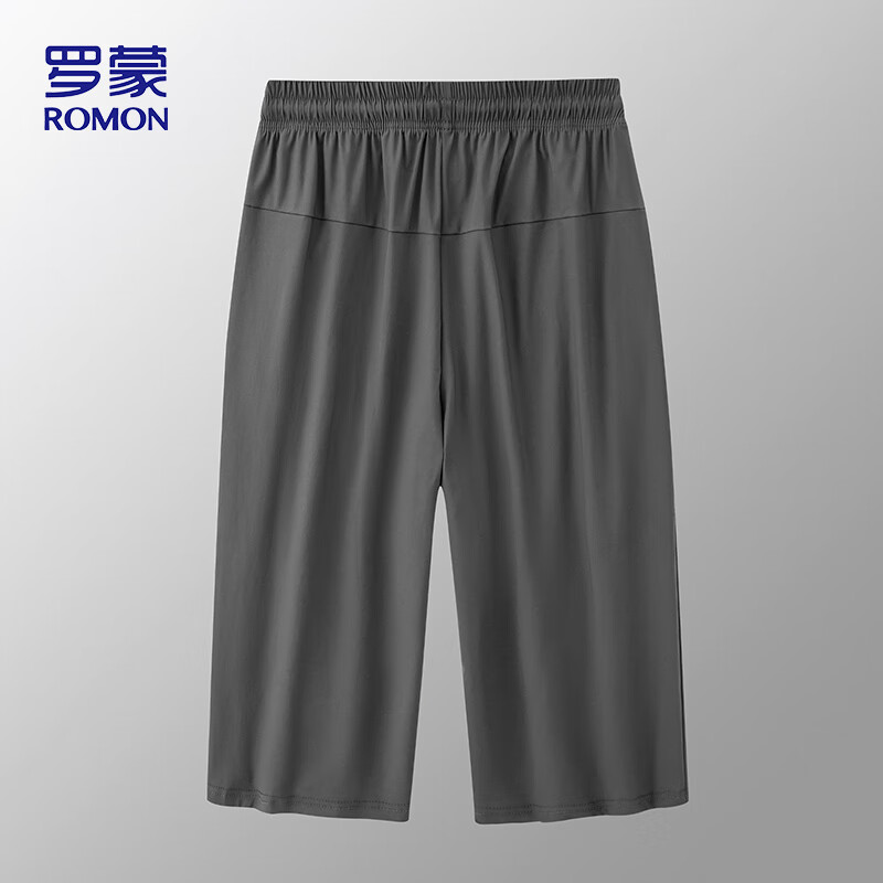 ROMON Casual Shorts for Men, Summer Ice Silk Three-Quarter Length Sports Pants, Thin Quick-Dry Trousers, DK79 Gray, 3XL