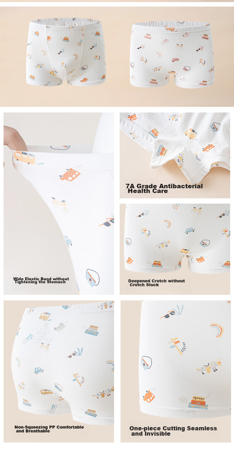 Gb New Girls' Pure Cotton Underwear, Class A Boyshort Panties for Women, Baby 7A Antibacterial Underwear That Doesn't Pinch The PP 3