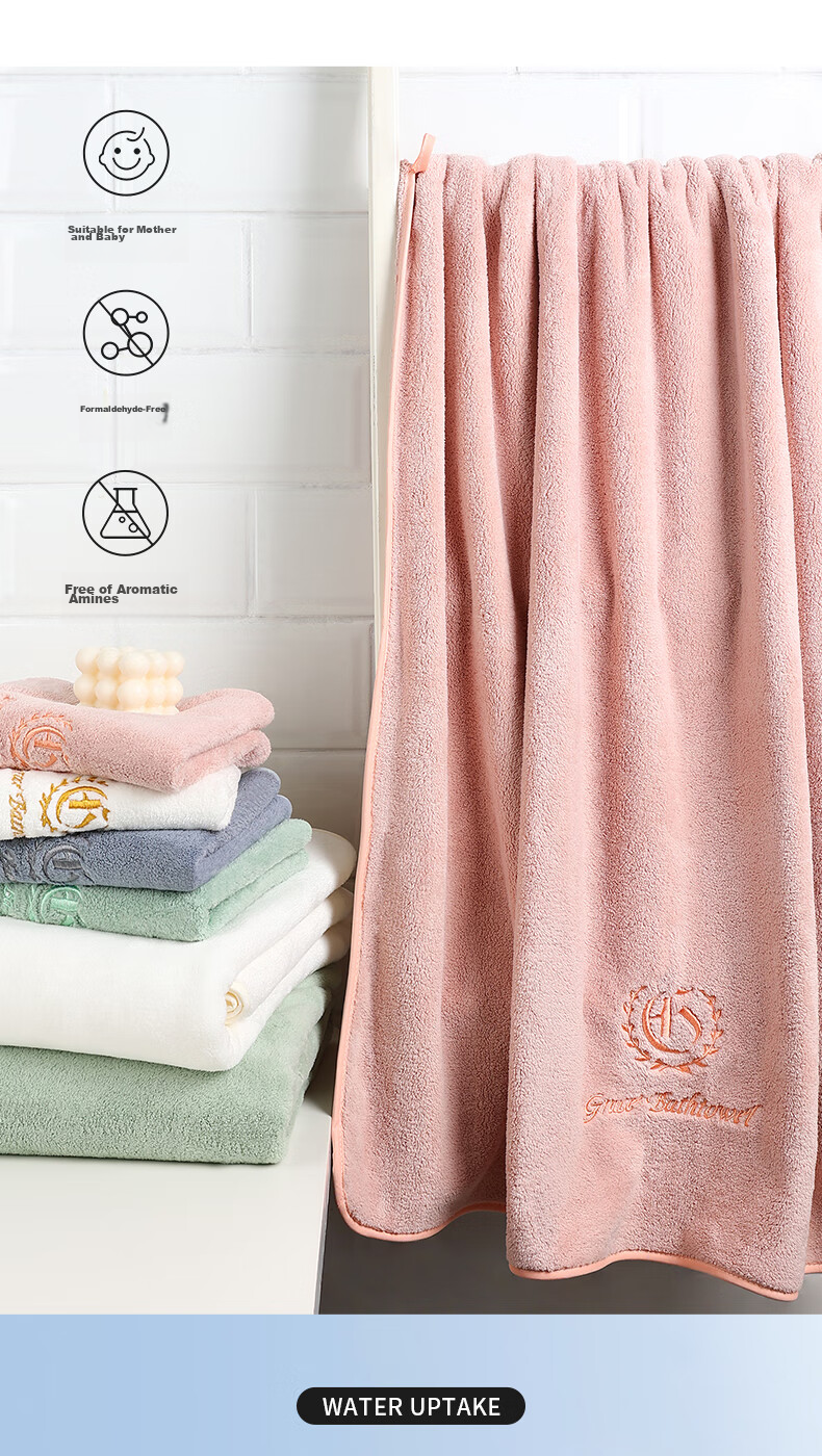 Grace Class A Towel And Bath Towel Set, Unisex Quick-Drying Absorbent Bathing Adult Towels, Gray One Bath Two Towels Sports Set 6