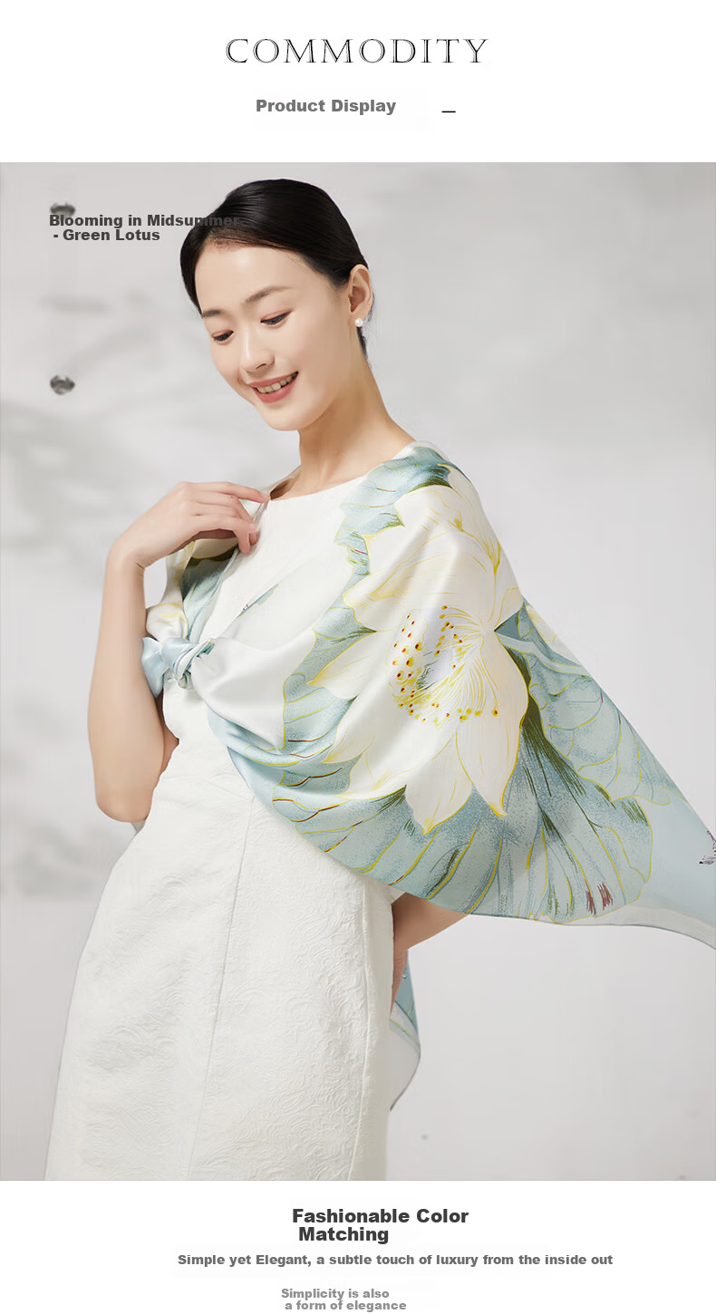 Zhijinlou 100% Mulberry Silk Printed Scarf for Women Traditional Chinese Style Sun Protection Decorative Shawl Birthday Gift 4